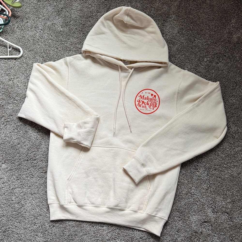 Comfort Code Cream Hoodie with Red Graphic